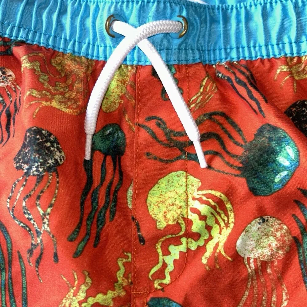 Lands' End Boys Youth XL Swim Trunks Shorts Jellyfish Print Elastic Waist